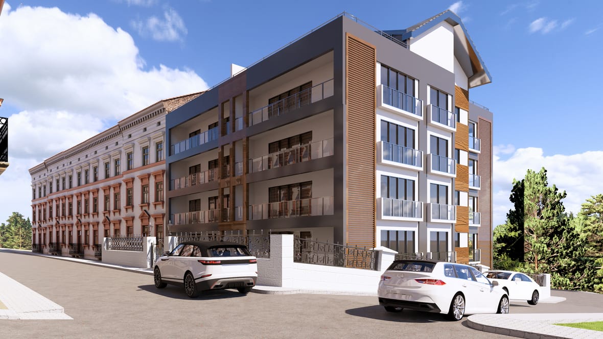 Apartman cephe tasarımı ve mantolama görselleştirmesi